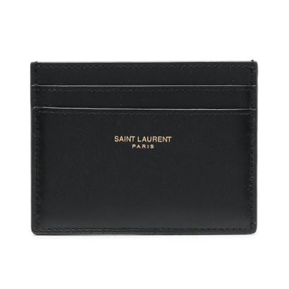 Yves Saint Laurent Handbags - YSL Yves Saint Laurent Smooth Leather Black Gold Cardholder Wallet Pouch Purse
